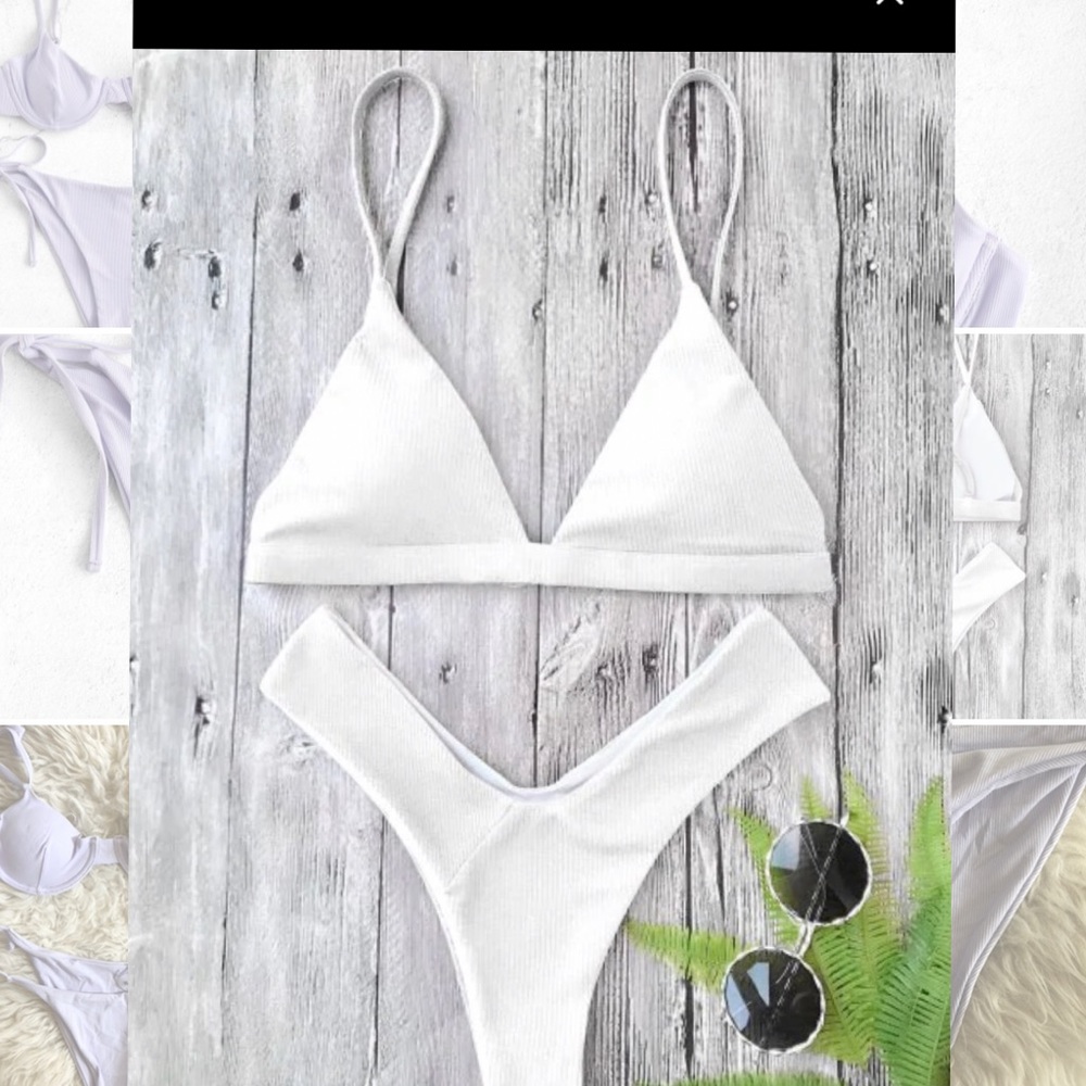 White Ribbed Zaful Bikini